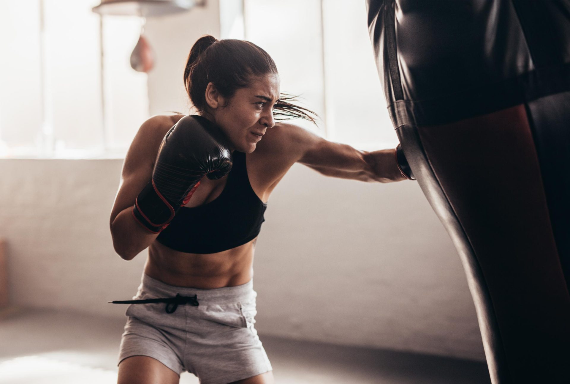 Girl playing boxing